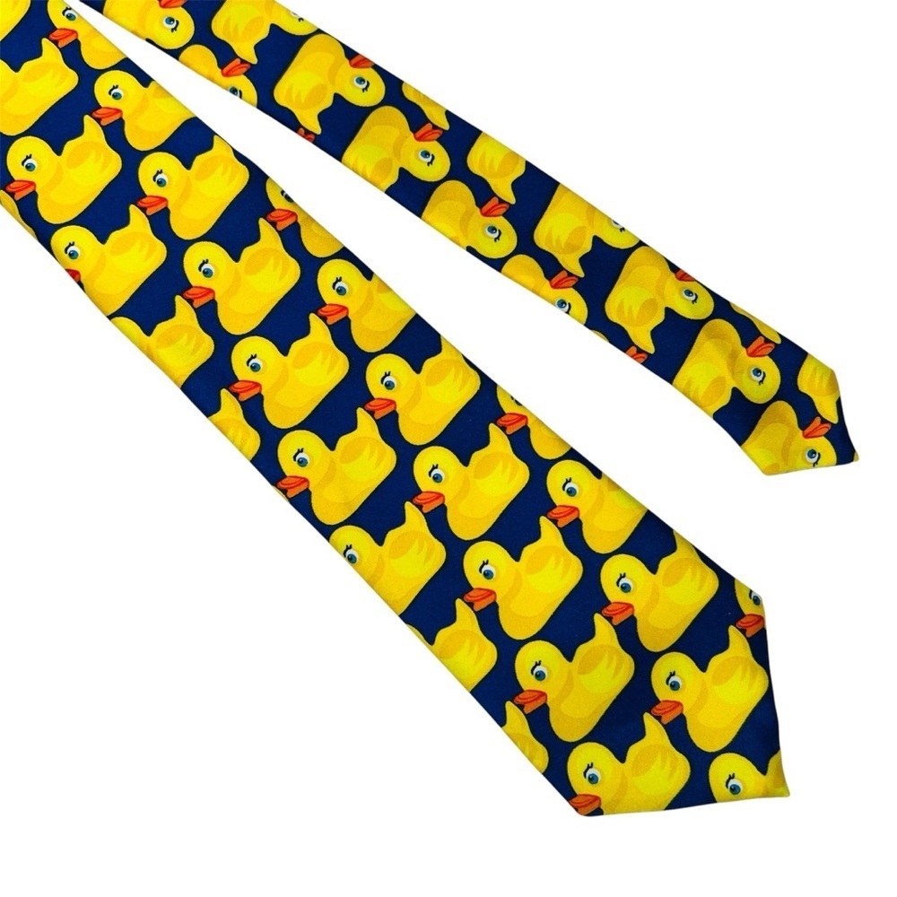 Playful 57” Yellow Duck Pattern Men's Tie